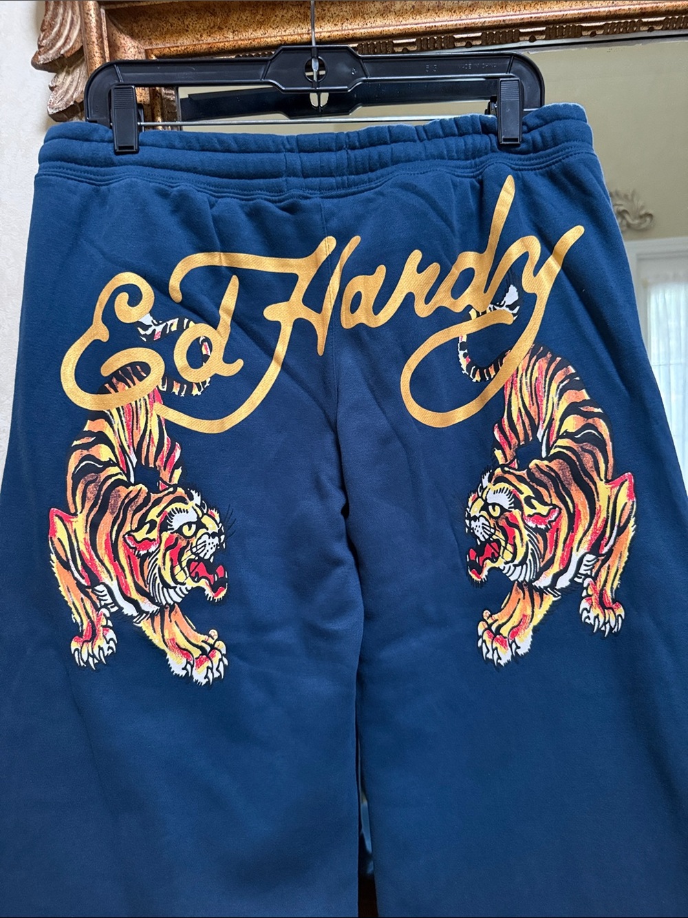 Ed Hardy Women’s Blue Drawstring Wide-Leg Sweatpants. Size L. - Picture 13 of 15